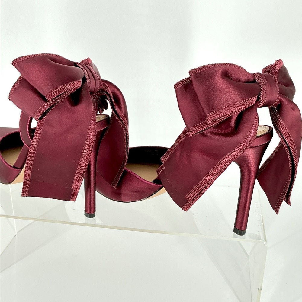 Steve Madden Size 9 Burgundy Satin Bow D'Orsay Stiletto Pumps NEW Belindah $119 - Picture 8 of 13